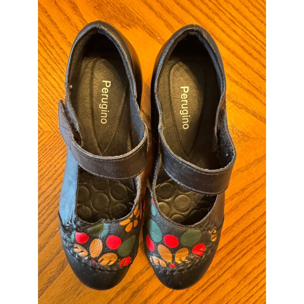 Perugino Black Leather Mary Janes